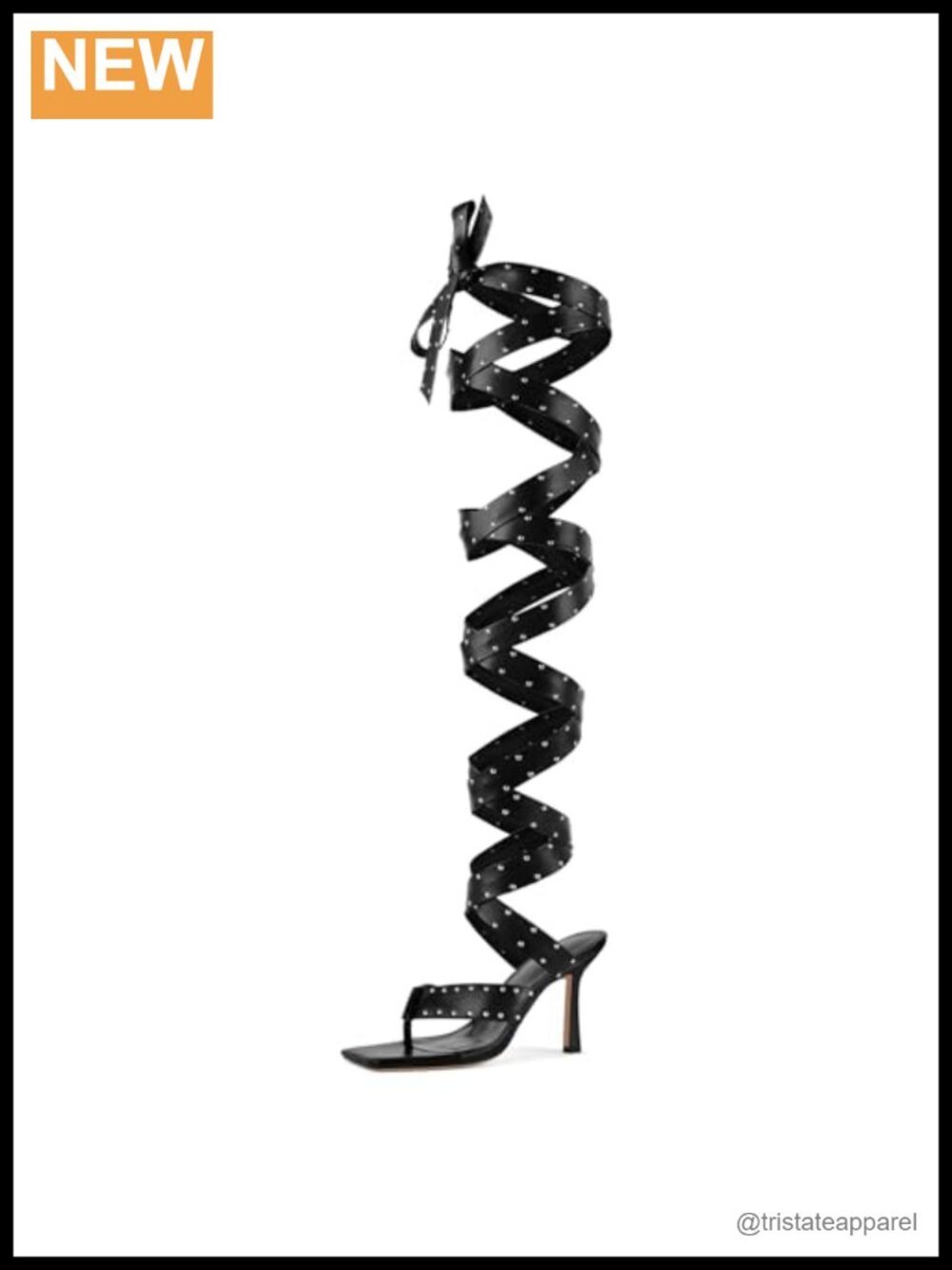 Women's Faux Leather Studded Lace-Up Stiletto Thigh High Gladiator Sandals